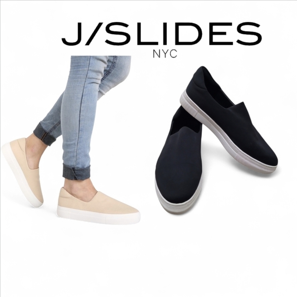 J/Slides NYC Ariana Neoprene Platform Slip On Sneakers Black Size 8 1/2